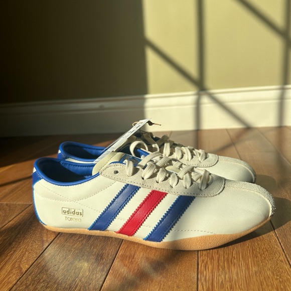 adidas Tokyo Women’s White Sneakers with Blue & Red Stripes main image 9